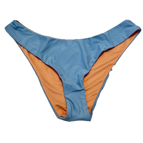 J. Crew Curved Waist Cheeky‎ Bikini Bottom Mist Blue Sz Large BC125 !New! - Picture 1 of 5